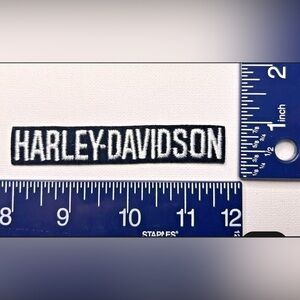 Authentic Vintage Harley-Davidson Black Back White Letter Emblem Patch Small